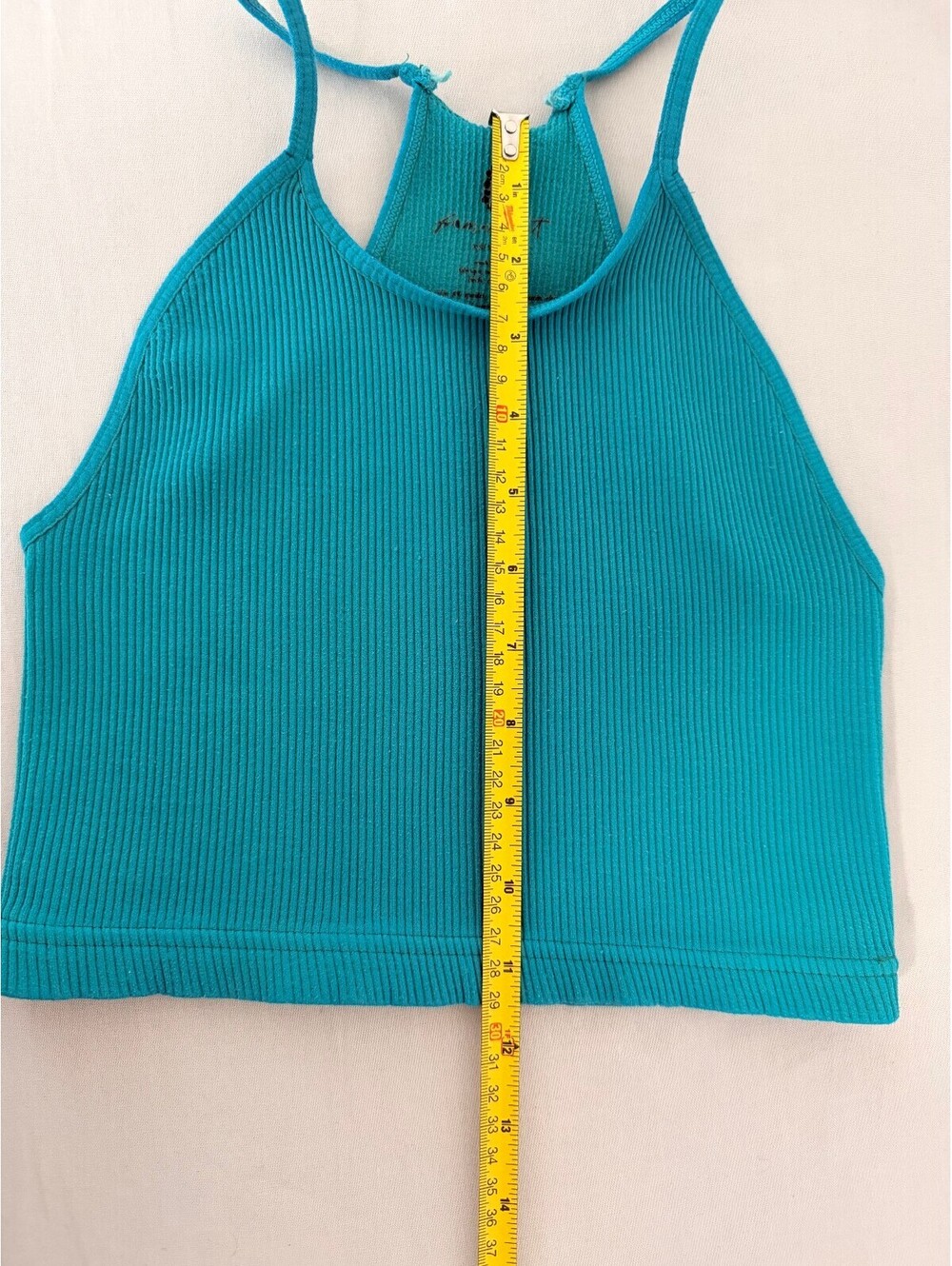 FP Movement XS/S Turquoise Ribbed Racerback Cropped Tank Top - Picture 5 of 6
